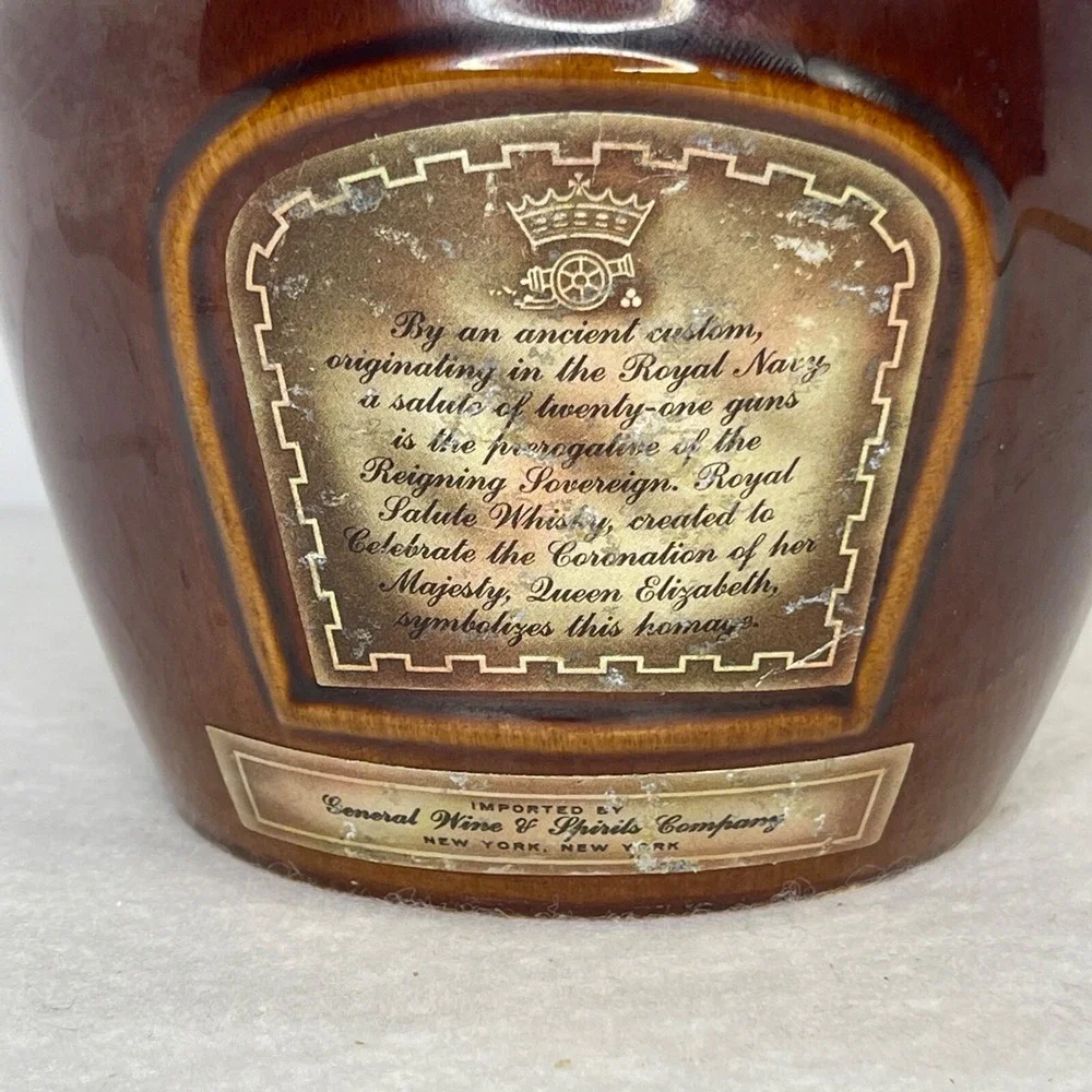 Empty Decanter Chivas Scotch Bottle 1801 Ceramic Cork Top Brown Ceramic Spode